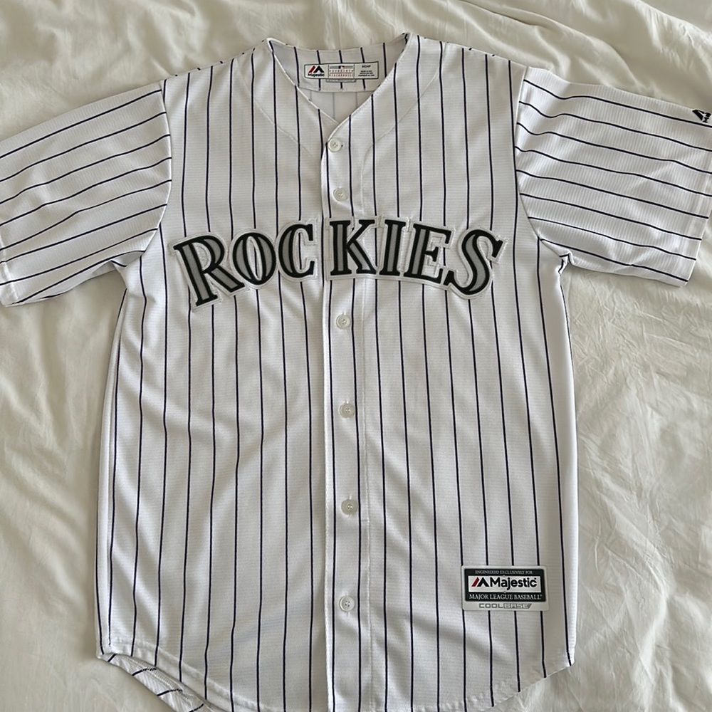 Colorado Rockies White Button Down Baseball Jersey